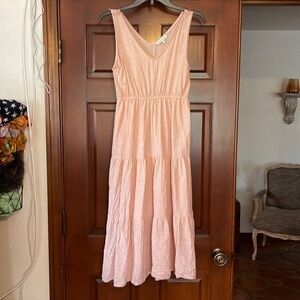 Moon River tiered midi dress built in slip